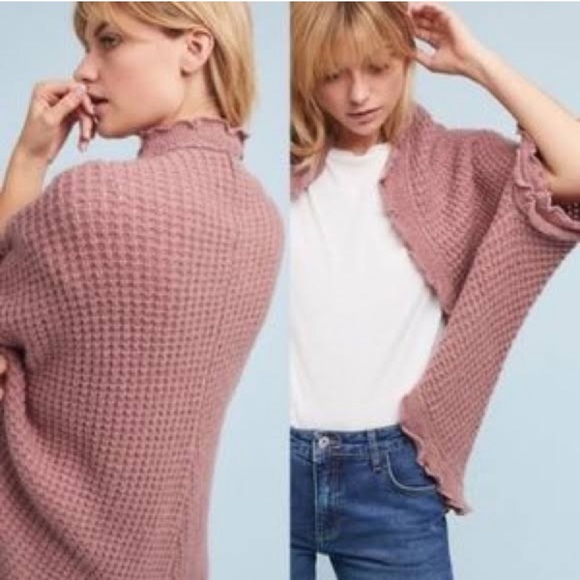 Anthropologie Sweaters - Anthropologie Moth mauve pink cardigan shawl